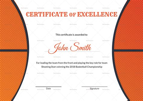 Basketball Camp Certificate Template